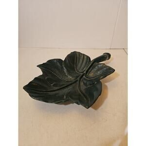 Vintage Cast Iron Leaf Shaped Bowl Trinket Dish